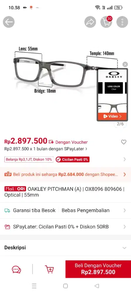 Frame Kacamata Oakley A Picthman OX8096
