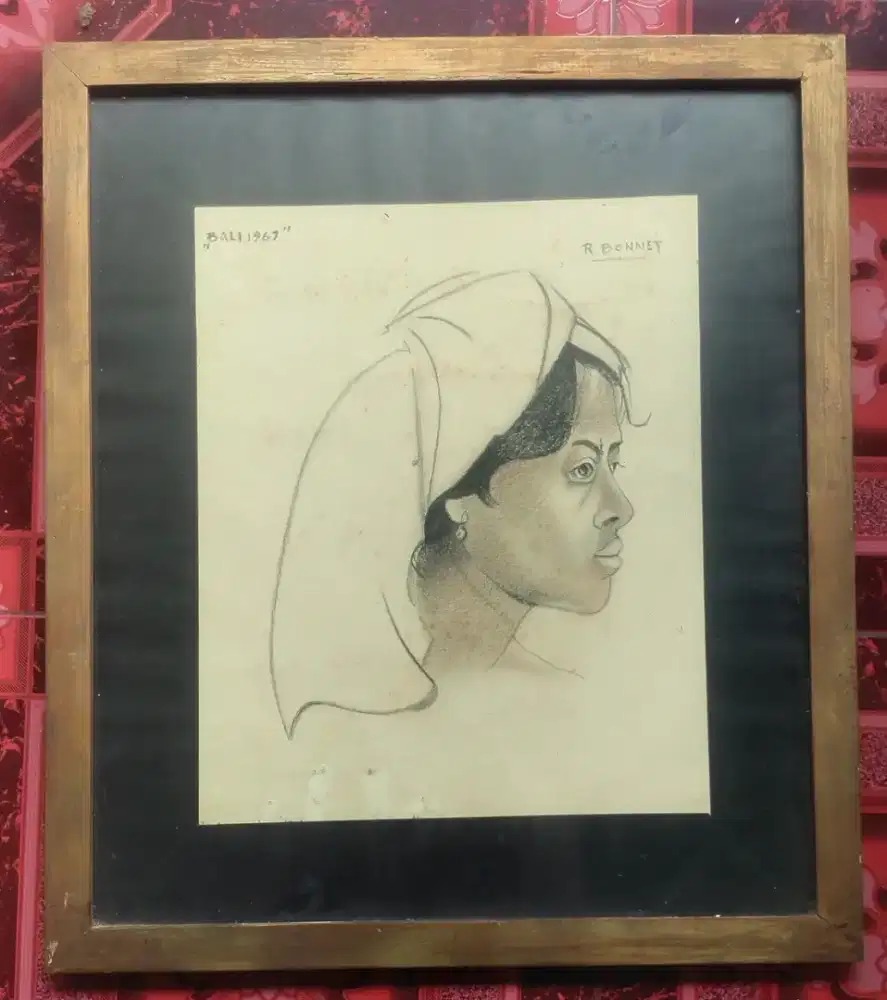 Lukisan potret wanita Bali 1967 oleh R. Bonet