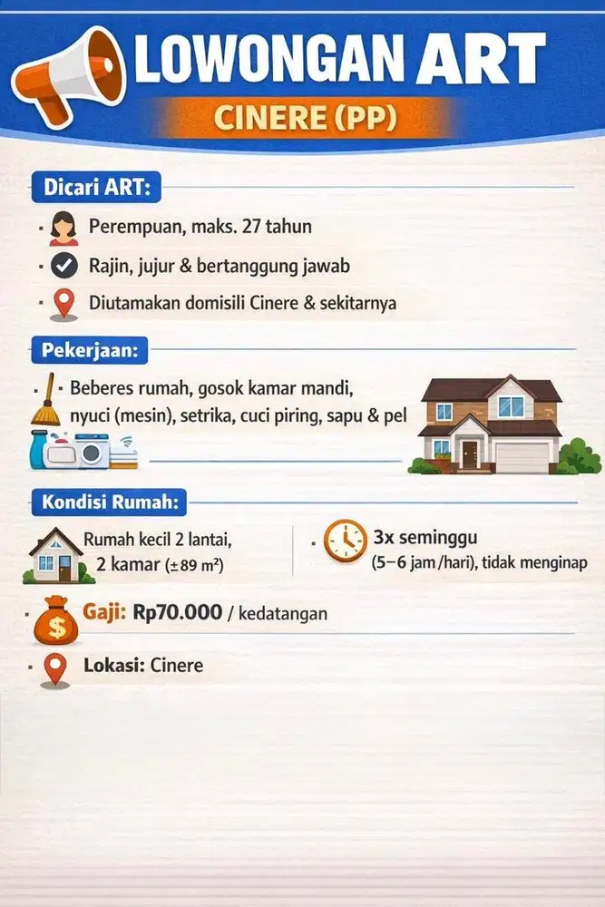 Lowongan kerja ART pp cinere