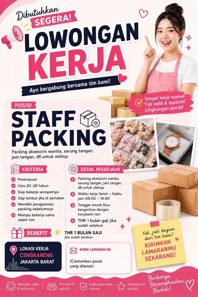 Di butuhkan staff packing cewe