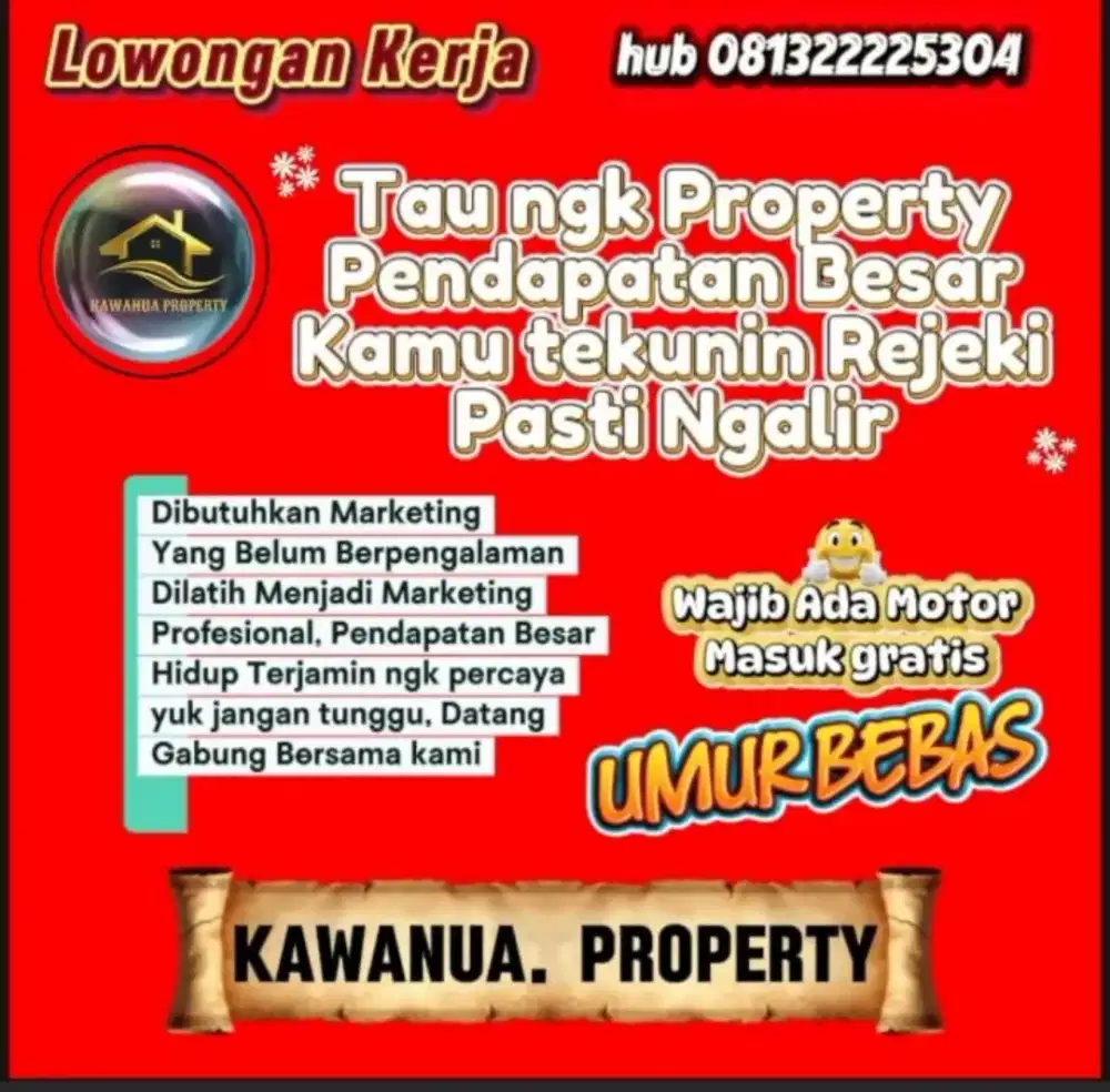 Buka lowongan kerja marketing property