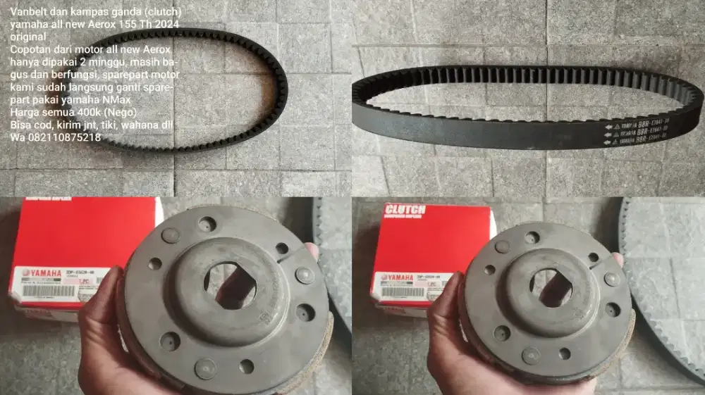 Vanbelt dan kampas ganda all new Aerox 155 Tahun 2024