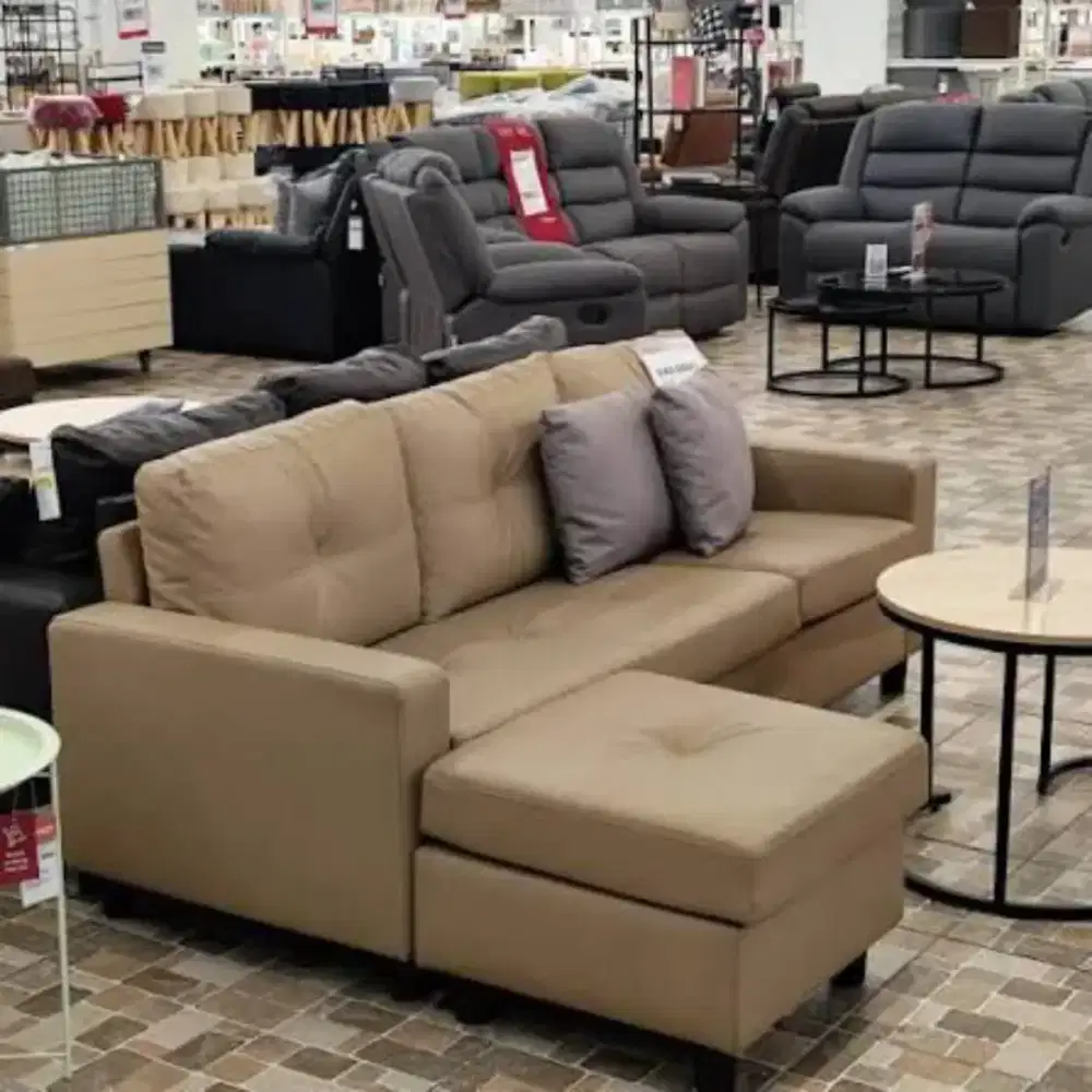 Sofa Tasyi L Kulit warna coklat