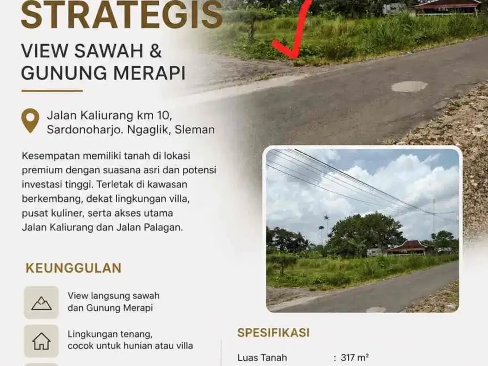 Tanah strategis di Jogja Utara Jl Kaliuarang km 10