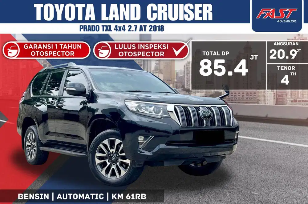 TOYOTA LAND CRUISER PRADO TXL 2018 4×4 2.7 AT LOW 61 KM & PJK PJG