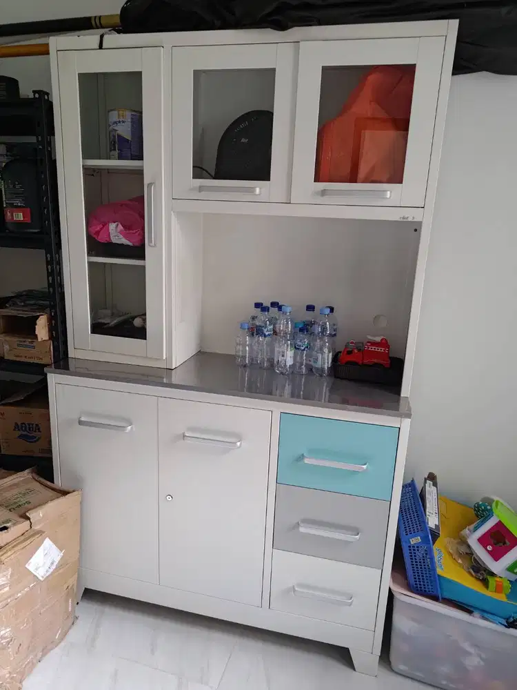 Lemari Dapur Informa Sky Metal Cabinet - Putih/Tosca, Kondisi Mulus