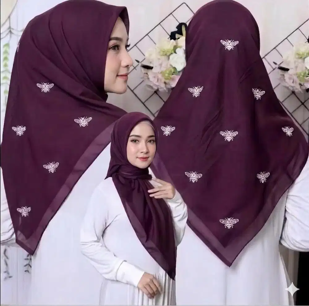 Hijab segiempat paris jadul bordir