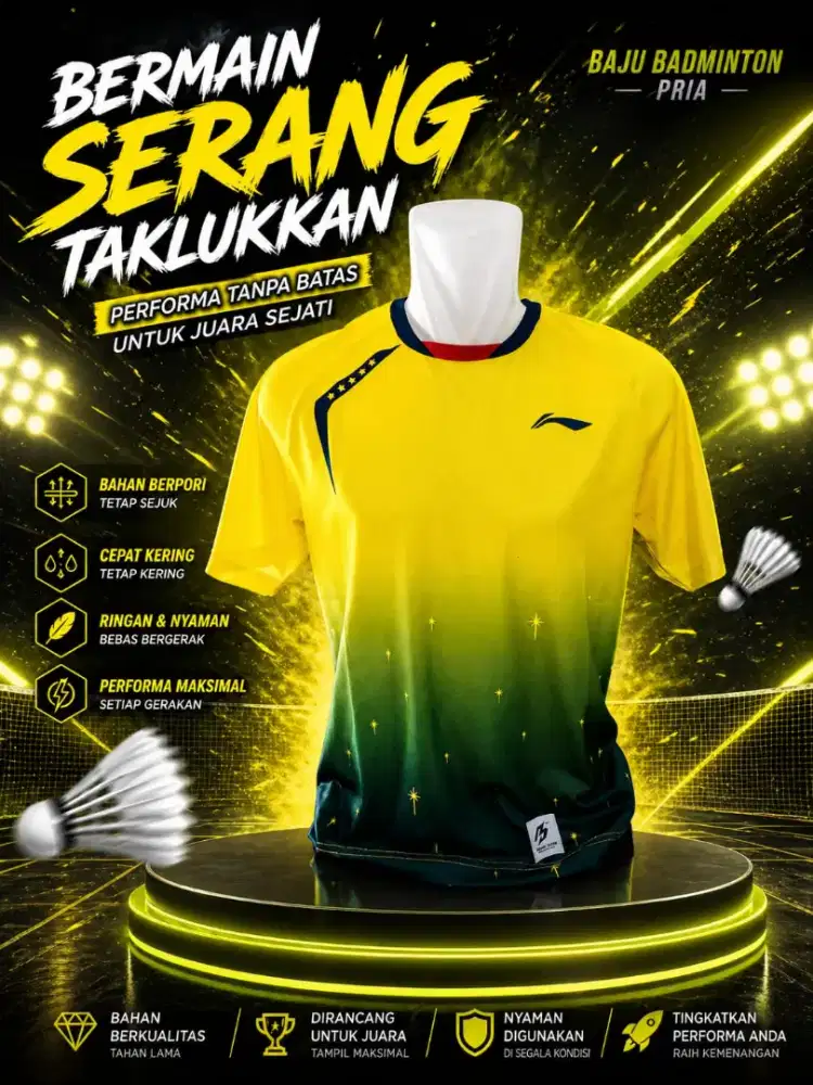 Jual baju kaos badminton cowo