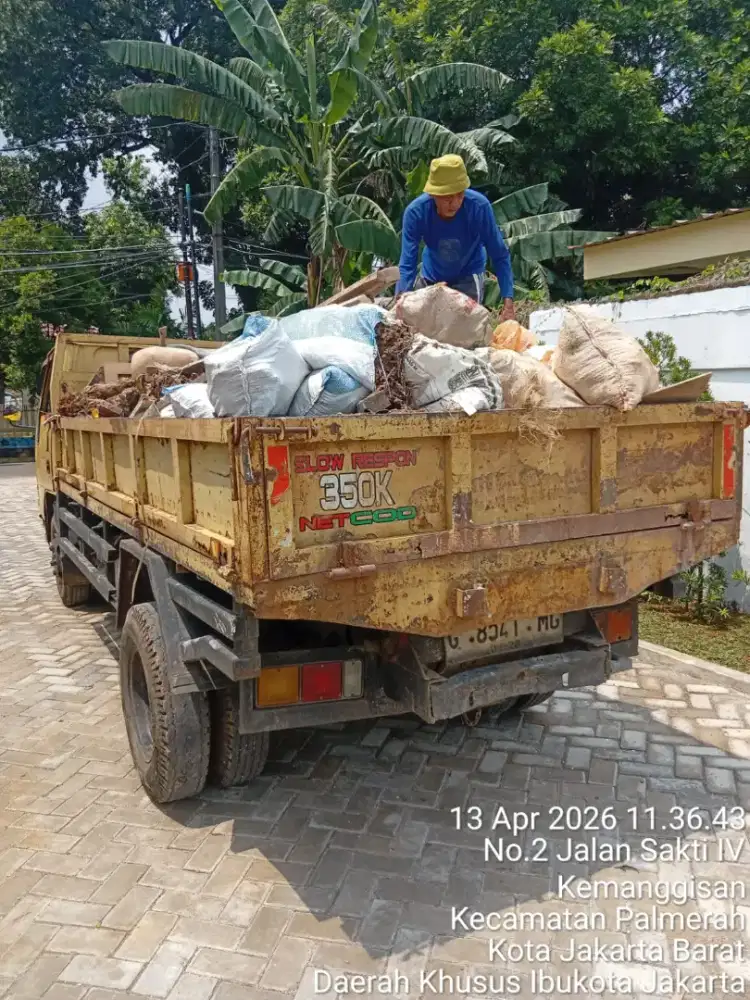 jasa buang puing sampah proyek sampah daun DLL
