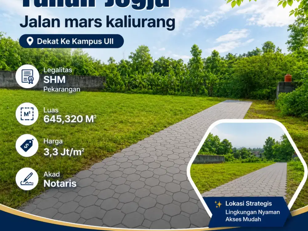 Tanah Jogja Kost Area Kampus UII Kaliurang SHM Pekarangan