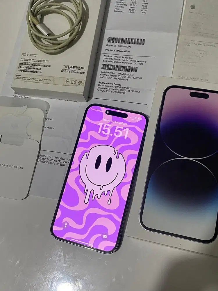 Resmi unit pengganti iphone 14 pro max 256gb