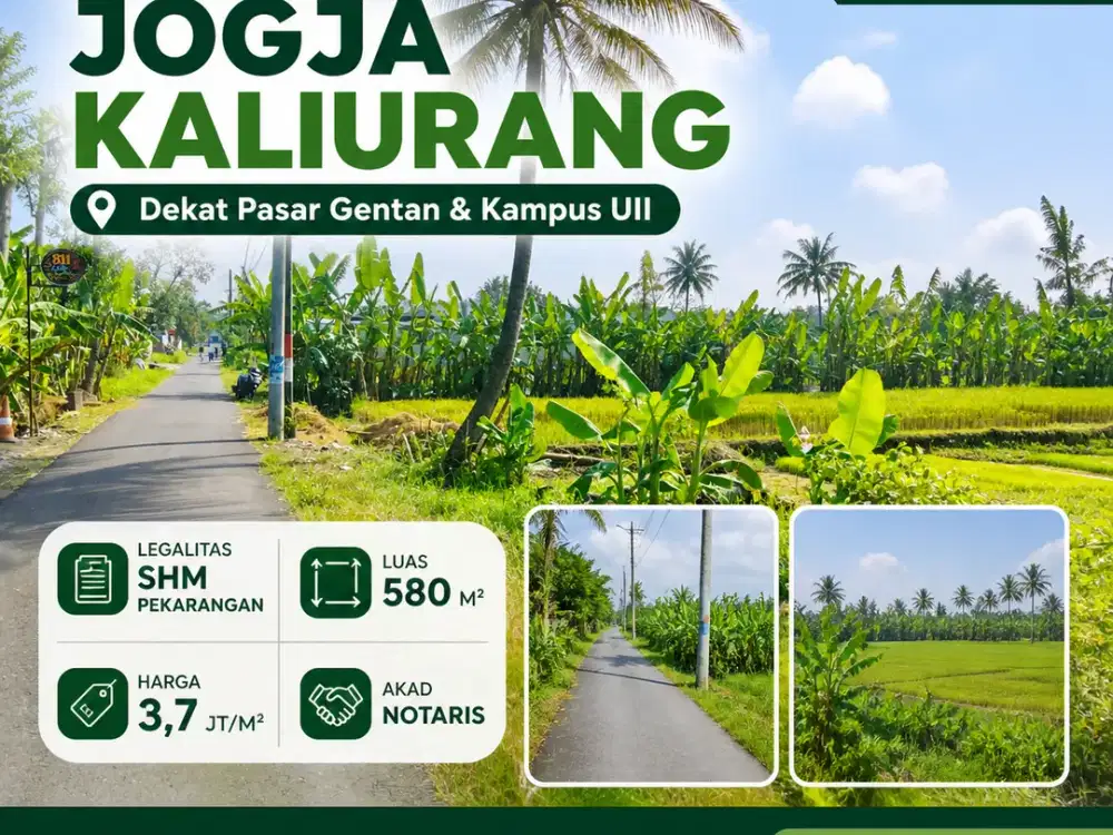 tanah kaliurang km 9  dekat pasar gentan & kampus UII