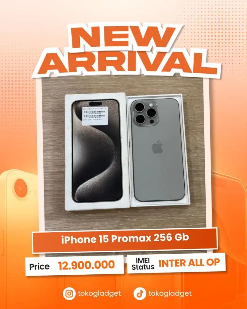 iPhone 15 Promax 256 Gb ex INTER ALL OPERATOR