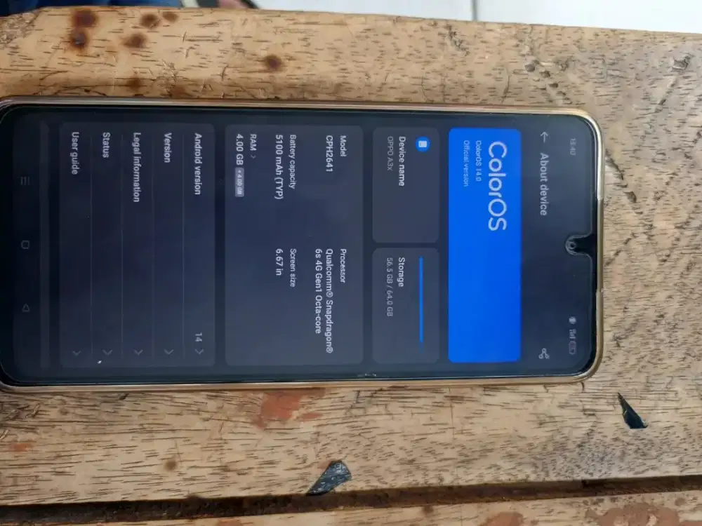 Oppo A3x  ram 4 + 4