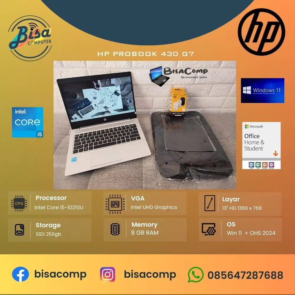 HP ProBook 430 G7 Core i5 10th Gen SSD 256gb Ram 8gb 14inchHD