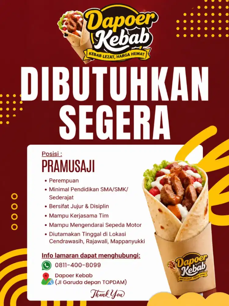 Dibutuhkan segera Pramusajj
