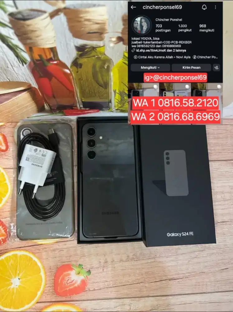 Hp likeNEW SAMSUNG S24 fe 5g 8/256 istimewa grs 06 2026 FREE adaptor