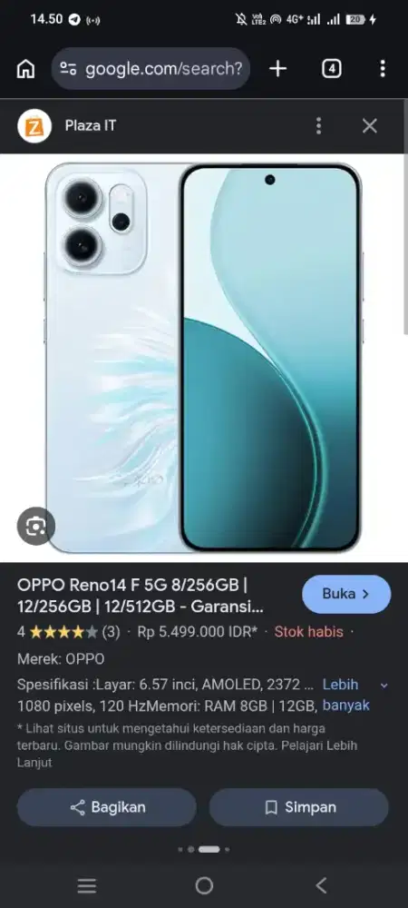 Jual HP oppo 14f 5g 8/256