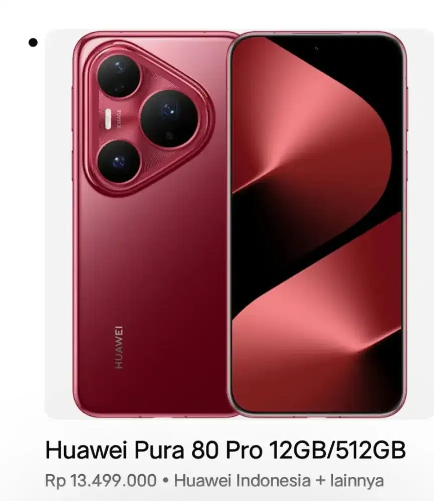 Jual cepat huawei pura 80 pro kondisi baru warna merah