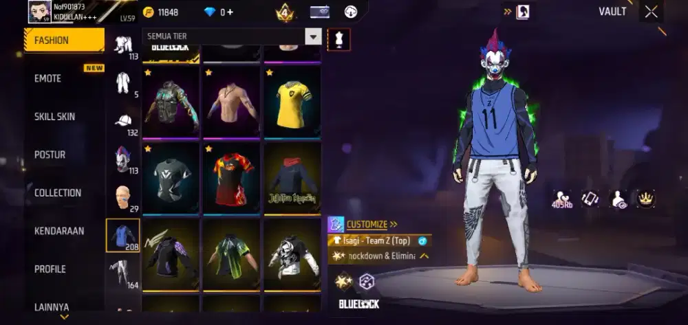 jual akun ff spek polosan Evo on lvl 6
