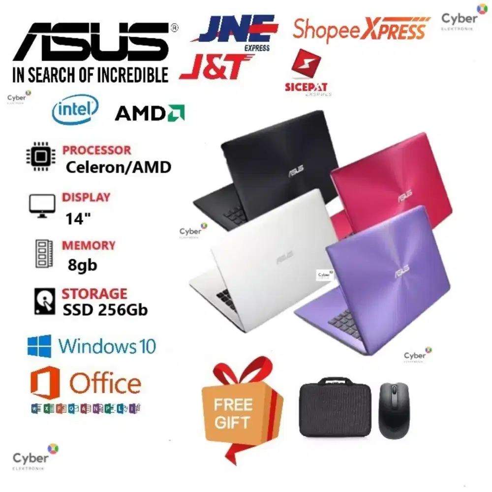 Free printer Laptop Asus intel celeron RAM 8GB SSD 256GB.