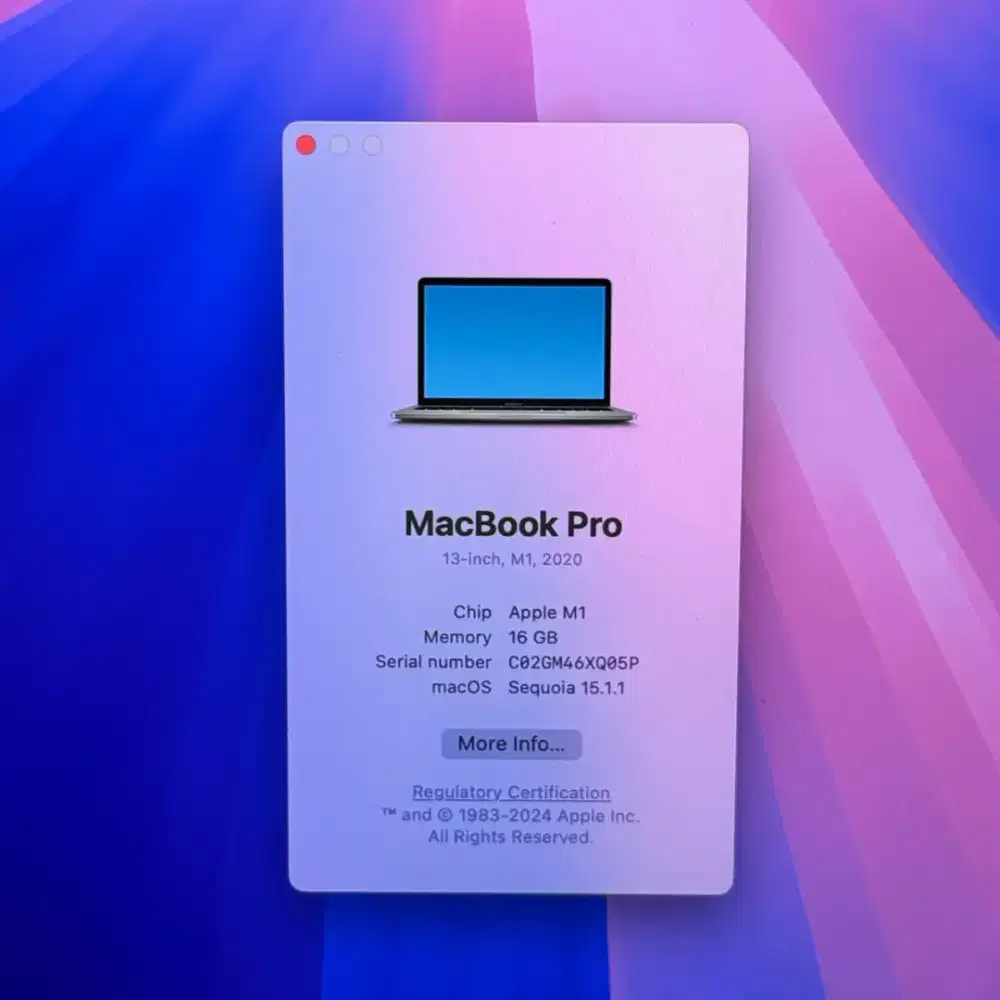 Macbook Pro Layar 13 inch Ram 16 Ssd 512 Space Grey full set iBox