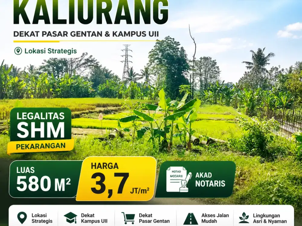 tanah kaliurang km 9  dekat pasar gentan & kampus UII