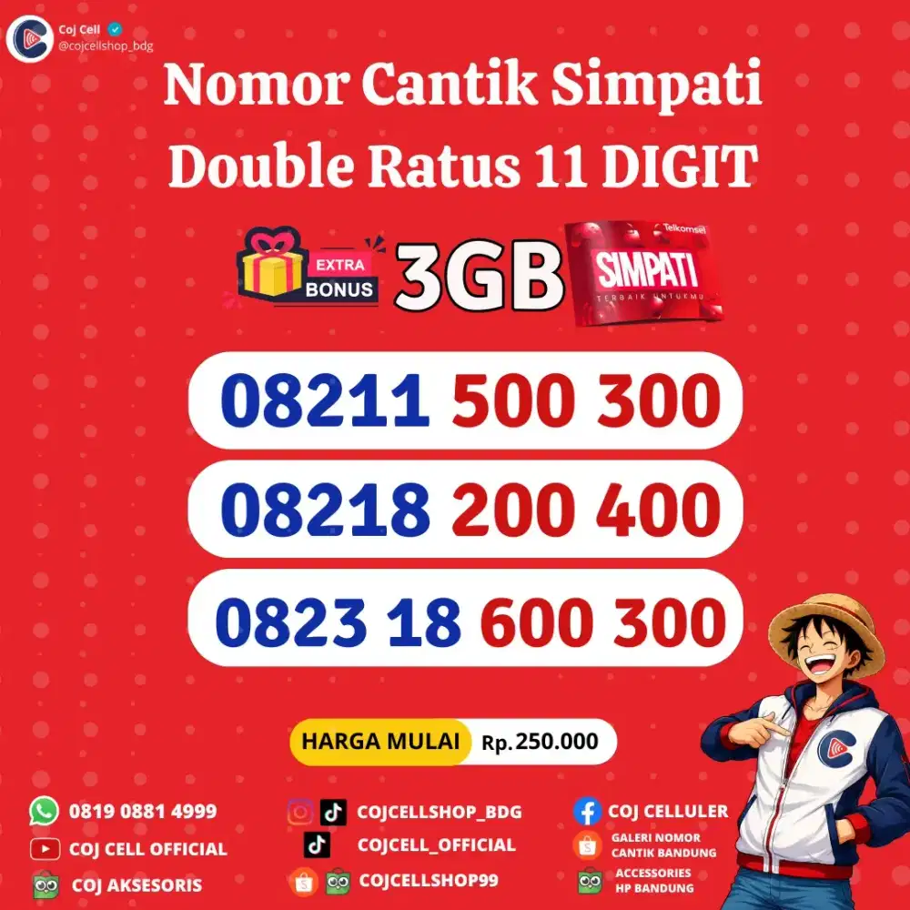 Nomor cantik simpati seri double ratus