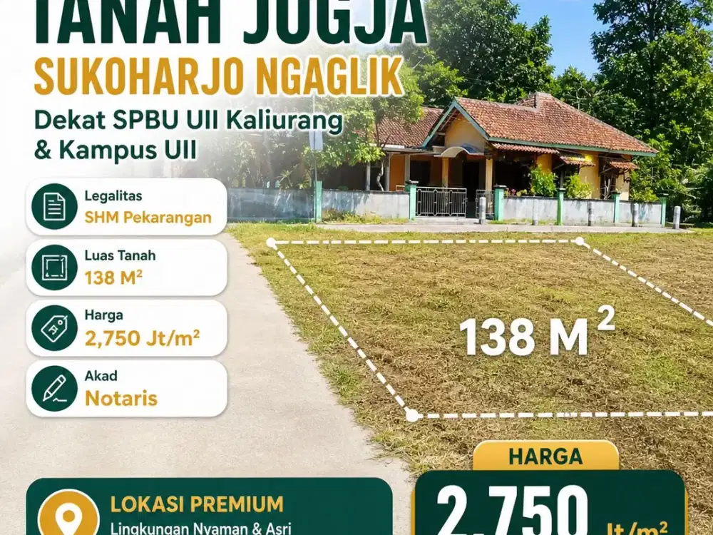 Tanah Yogyakarta sleman Area timur Jl kaliurang km14