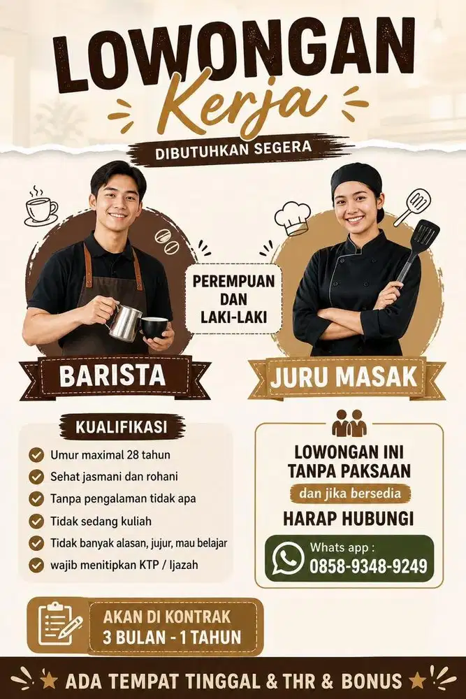 Lowongan barista dan jurumasak