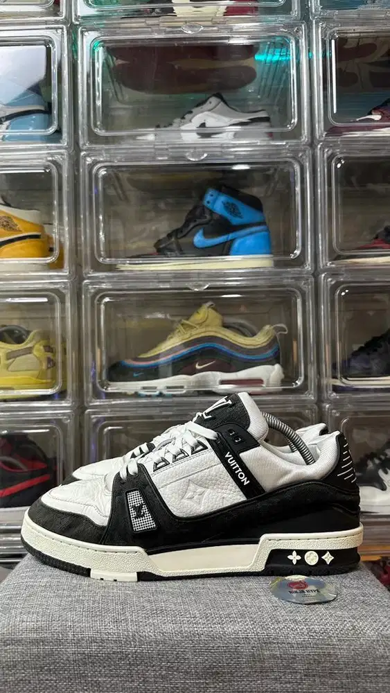 LOUIS VUITTON TRAINER MONOGRAM DENIM BLACK WHITE PANDA