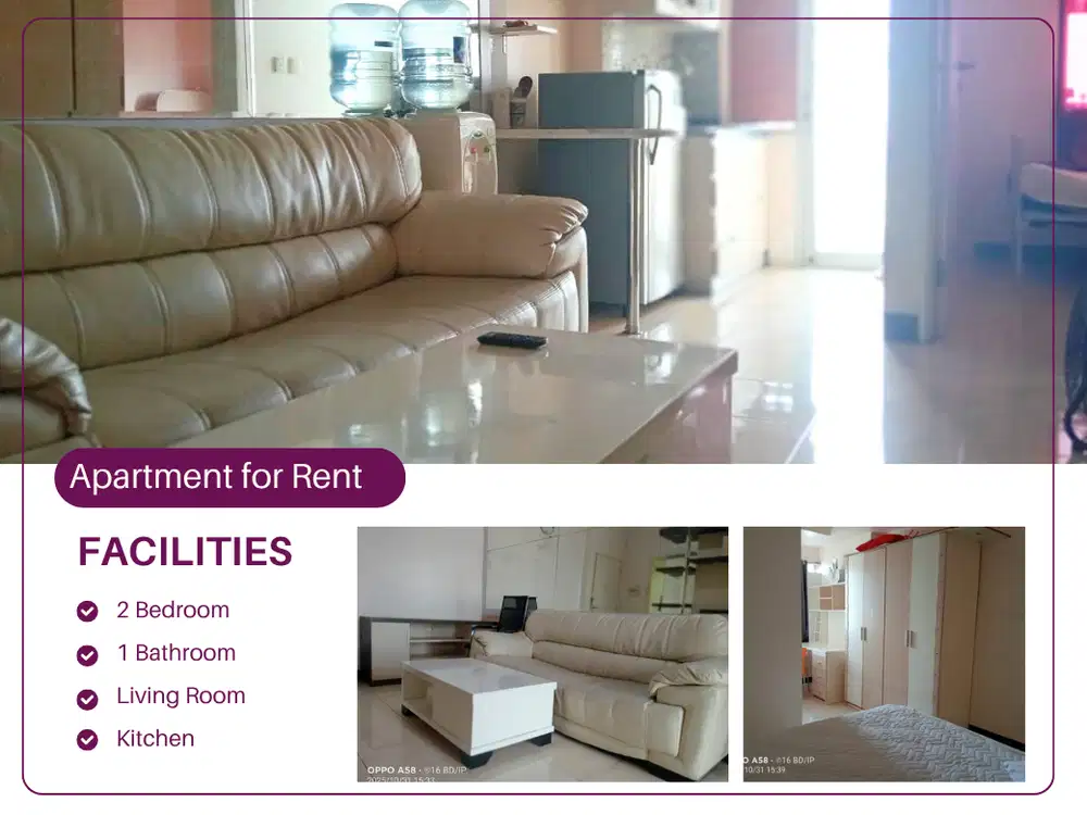 Apartemen Seasons City 2 Bedroom Modern Disewakan Harga Terjangkau