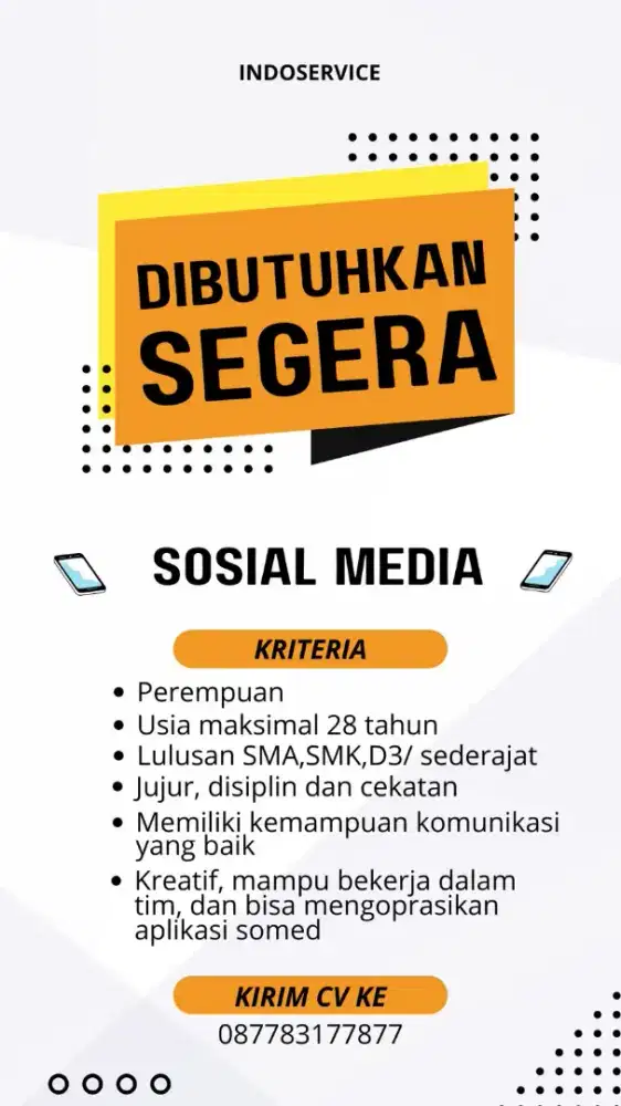 Dibutuhkan segera admin sosmed