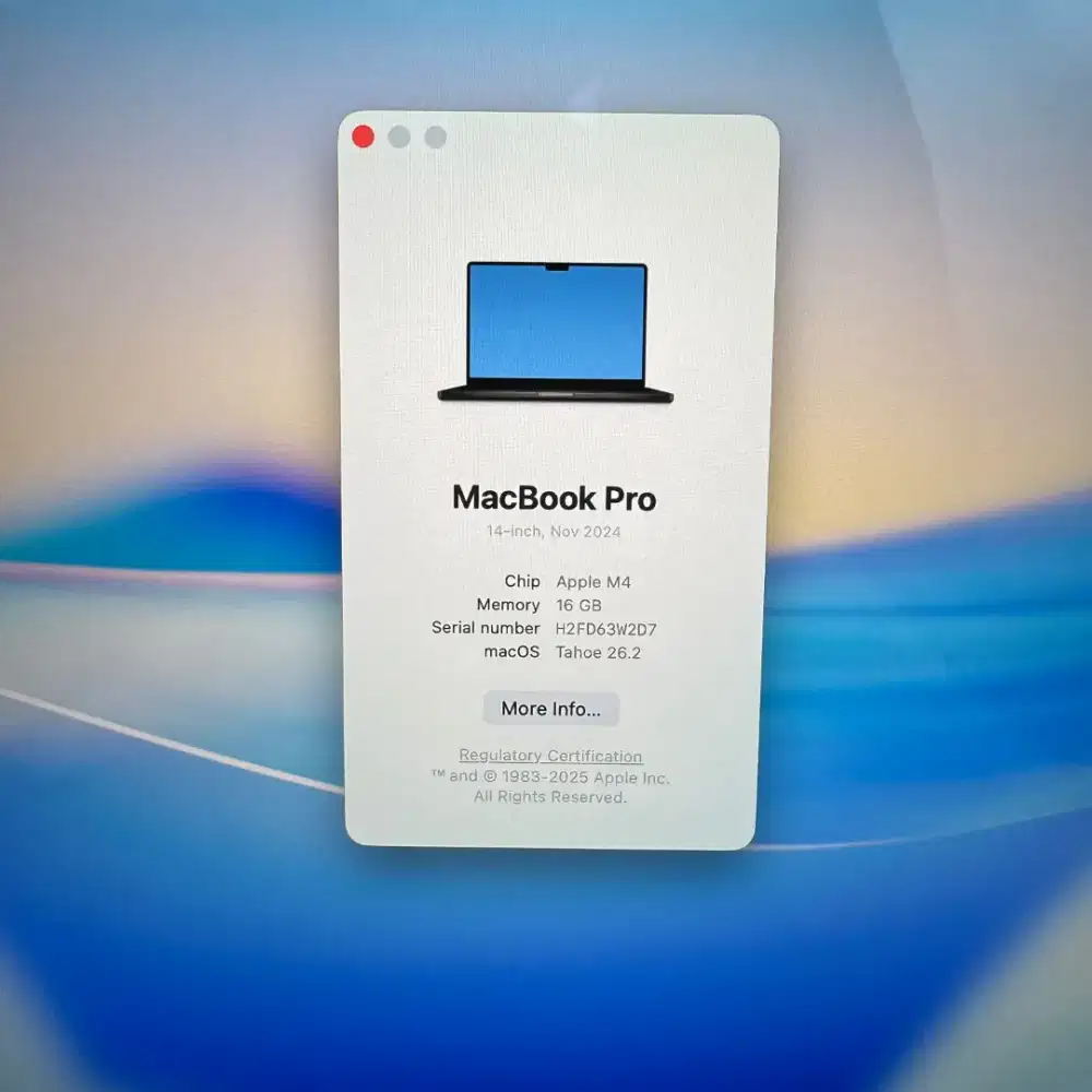 Macbook M4 Pro 14 Inch Ram 16 Ssd 1 Tb Lengkap full set Space Black