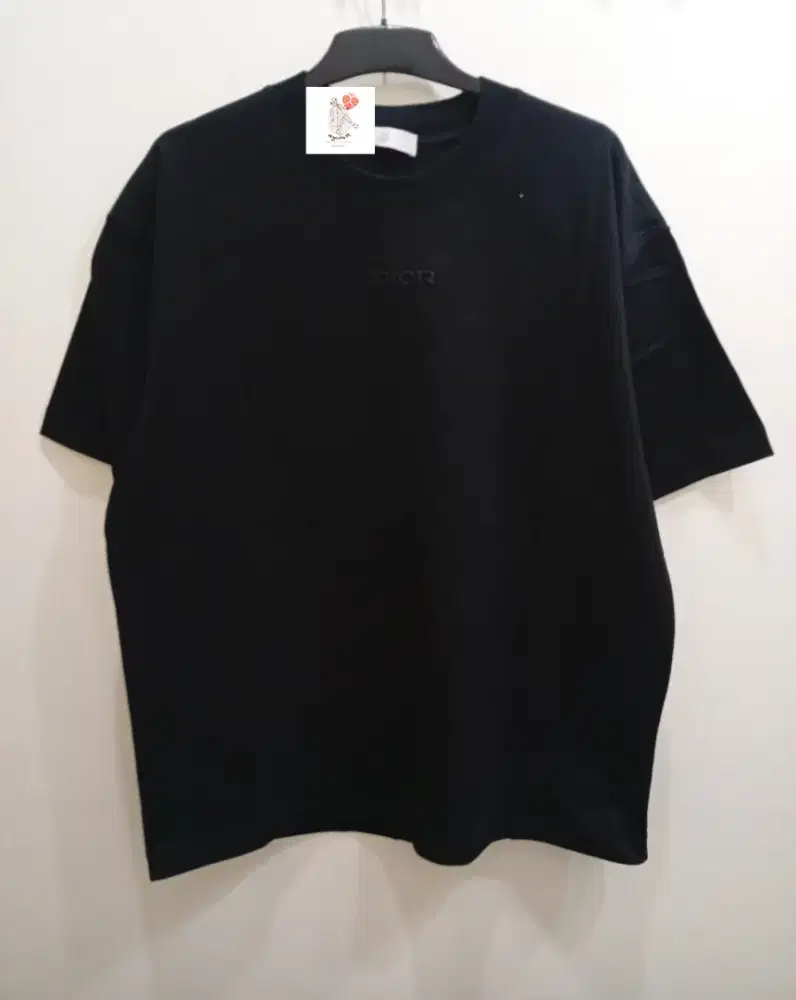 CHRISTIAN DIOR BLACK ON BLACK EMBROIDERED T-SHIRT