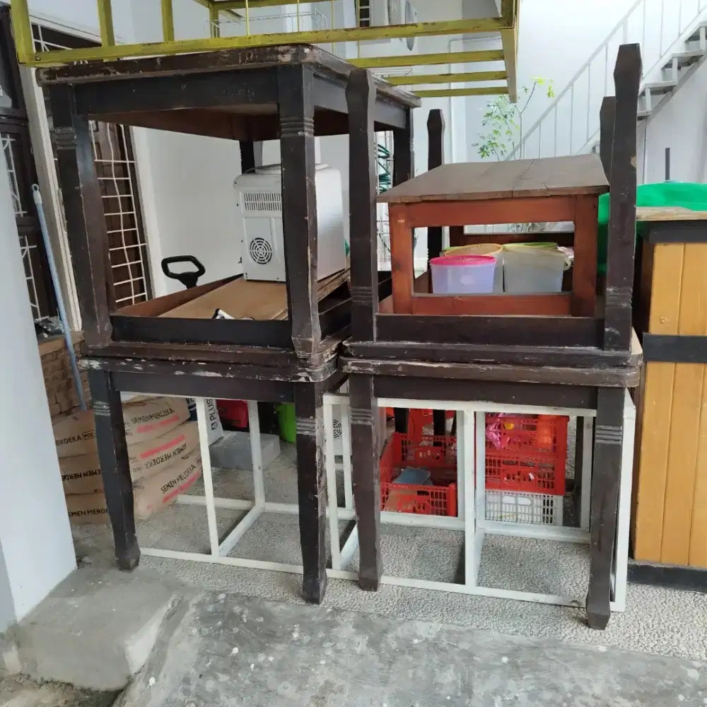 JUAL MURAH 4 MEJA MAKAN CAFE KAYU JATI