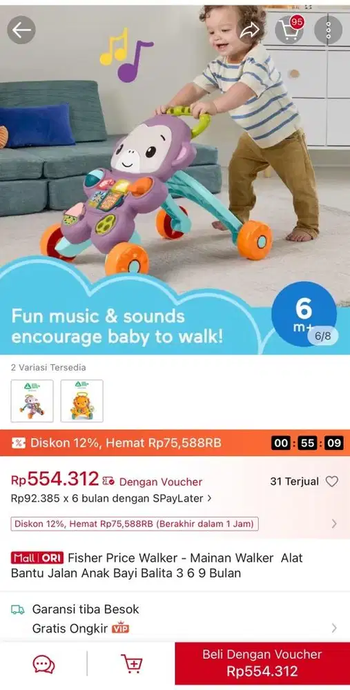 Fisher Price-Mainan walker atau alat bantu anak jalan