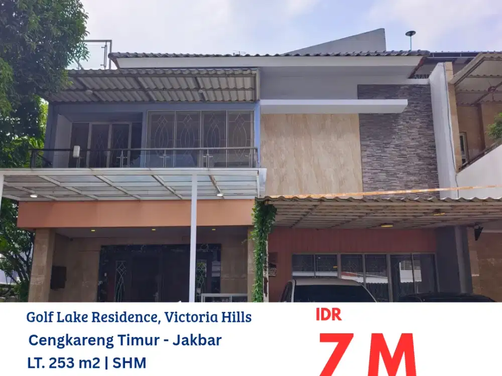HFN0352 JUAL CEPAT rumah hook 2,5 lantai bagus di perumahan Golf Lake Residence, Cluster Victoria Hills, Cengkareng Timur, Jakarta Barat