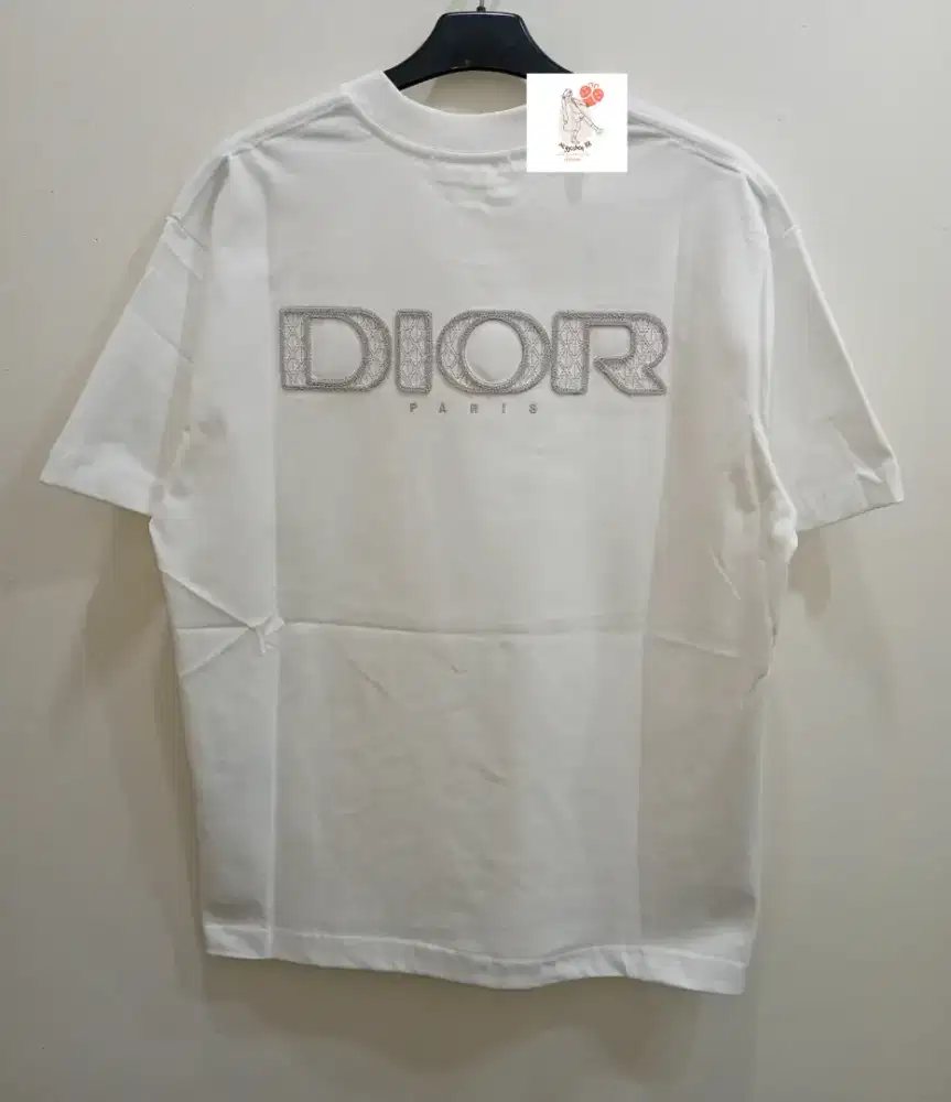 CHRISTIAN DIOR WHITE ON WHITE EMBROIDERED T-SHIRT