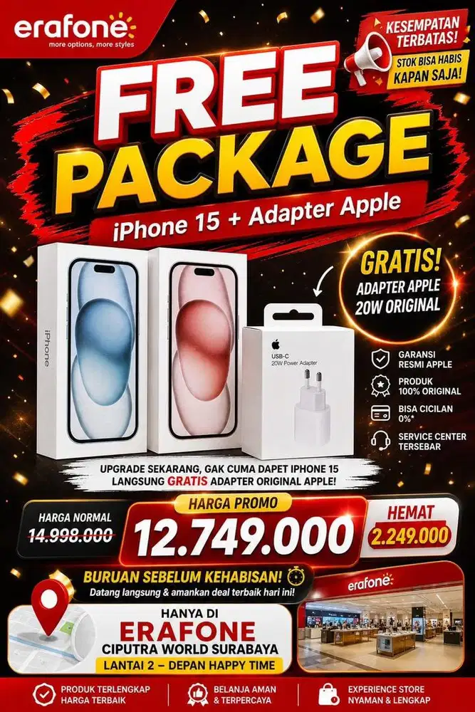 PROMO IP 15 FREE ADAPTOR, CASBACK HINGGA 2JT