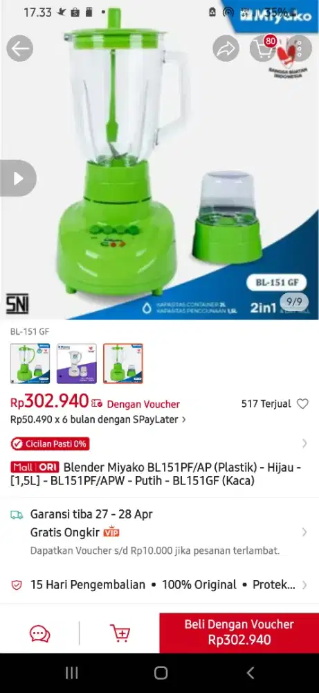 JUAL BLENDER MIYAKO 2IN1