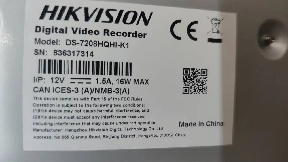 Hikvision DVR DS-7208HQHI-K1 8 Channel Second Mulus Seperti Baru