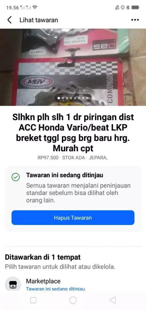 Slhkn plh slh 1 dr piringan dist ACC Vario/beat LKP breket brg baru