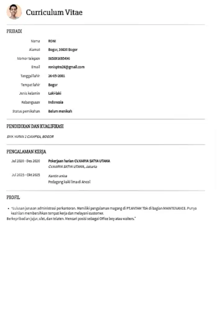 Info lowongan pekerjaan