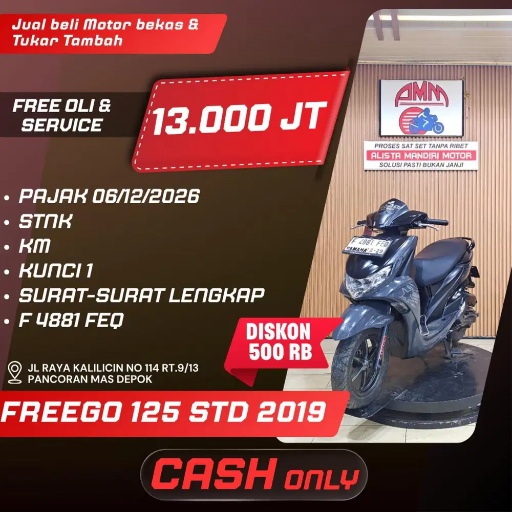 FREEGO 125 STANDAR 2019 PAJAK HIDUP CASH ONLY ALISTA