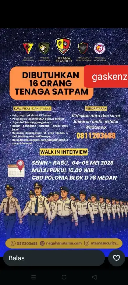 Lowongan kerja security