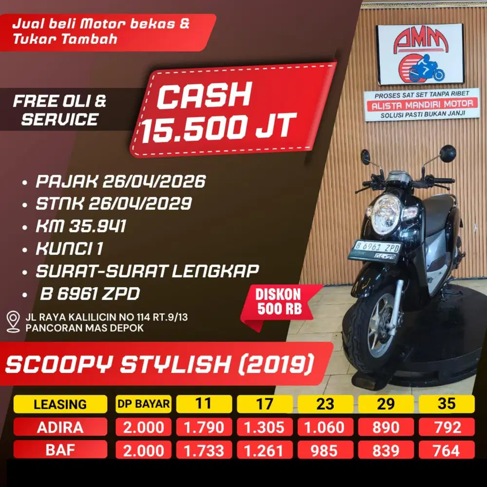 SCOOPY STYLISH 2019 CASH / KREDIT ALISTA