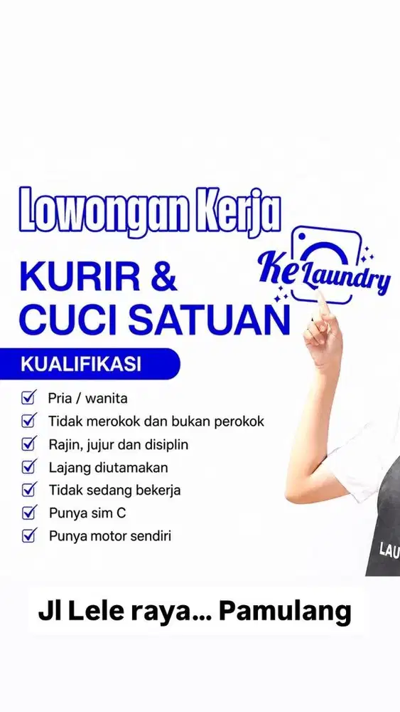 Lowongan Kurir Laundry & Cuci Satuan