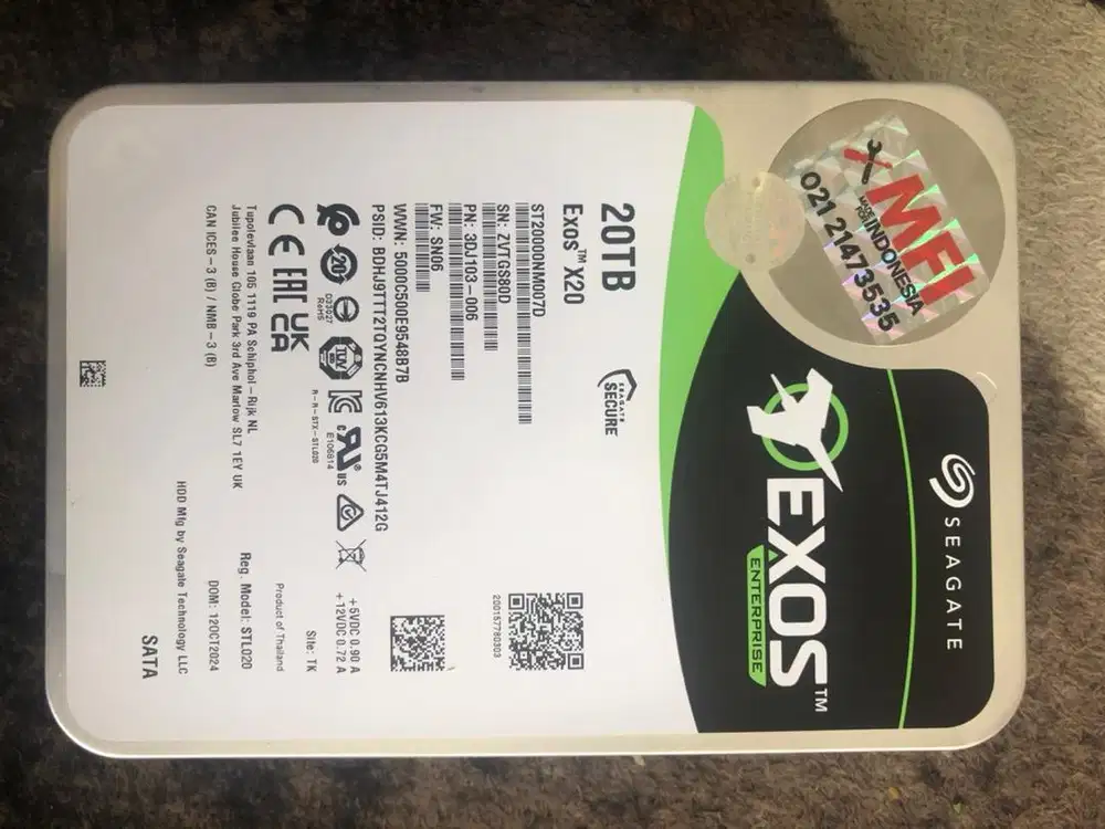 Harddisk SATA Seagate Exos 20TB – Baru, Siap Pakai!