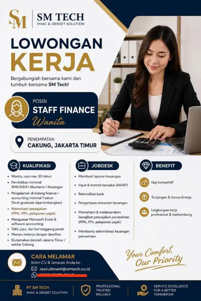 LOWONGAN KERJA
STAFF FINANCE